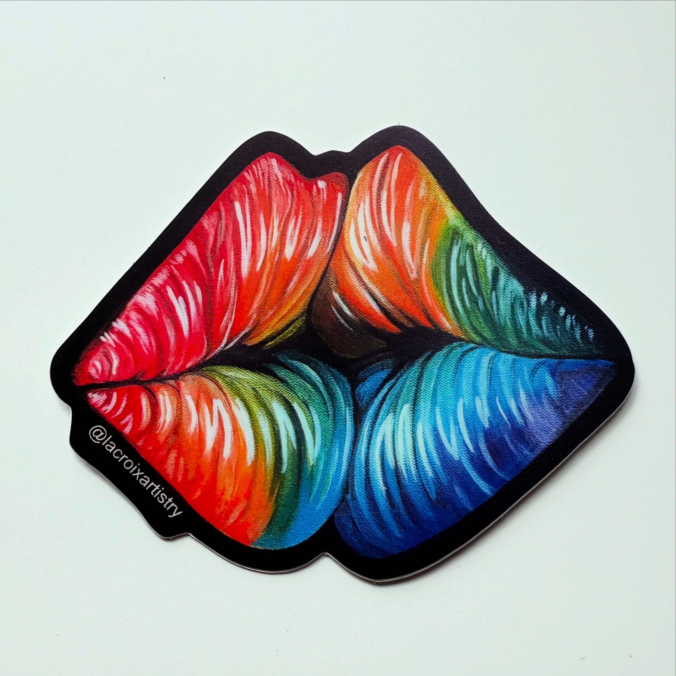 Rainbow Lips Sticker – 3” Die Cut Vinyl, Waterproof & Weatherproof – Colorful Art by LaCroix Artistry