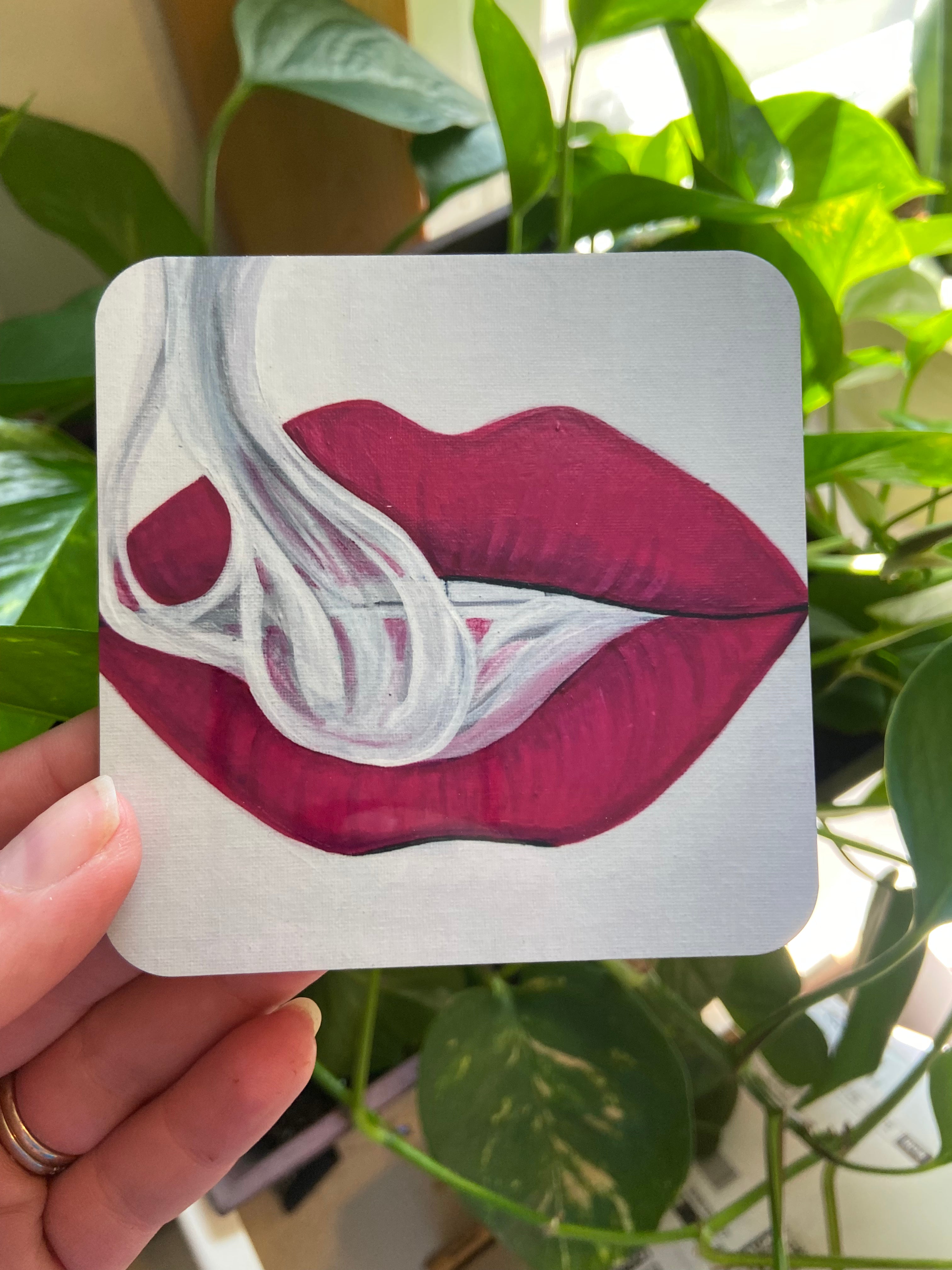 Pink Smoking Lips coaster