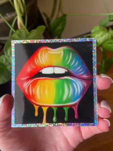 Rainbow Lip Glitter Vinyl Sticker