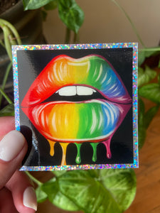 Rainbow Lip Glitter Vinyl Sticker