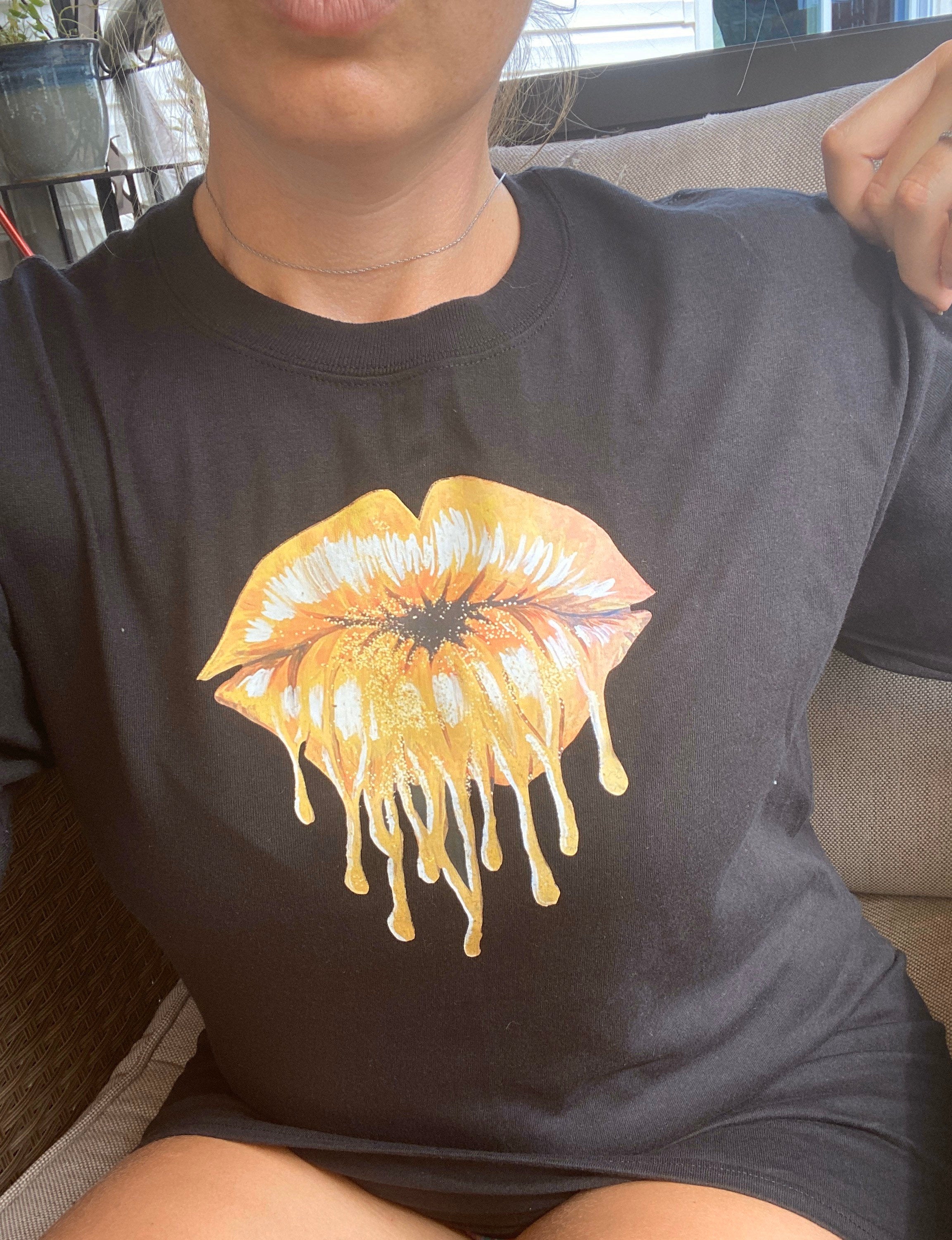 Gold Drip Lip Tee Shirt
