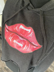 Pink Lips Cropped Hoodie