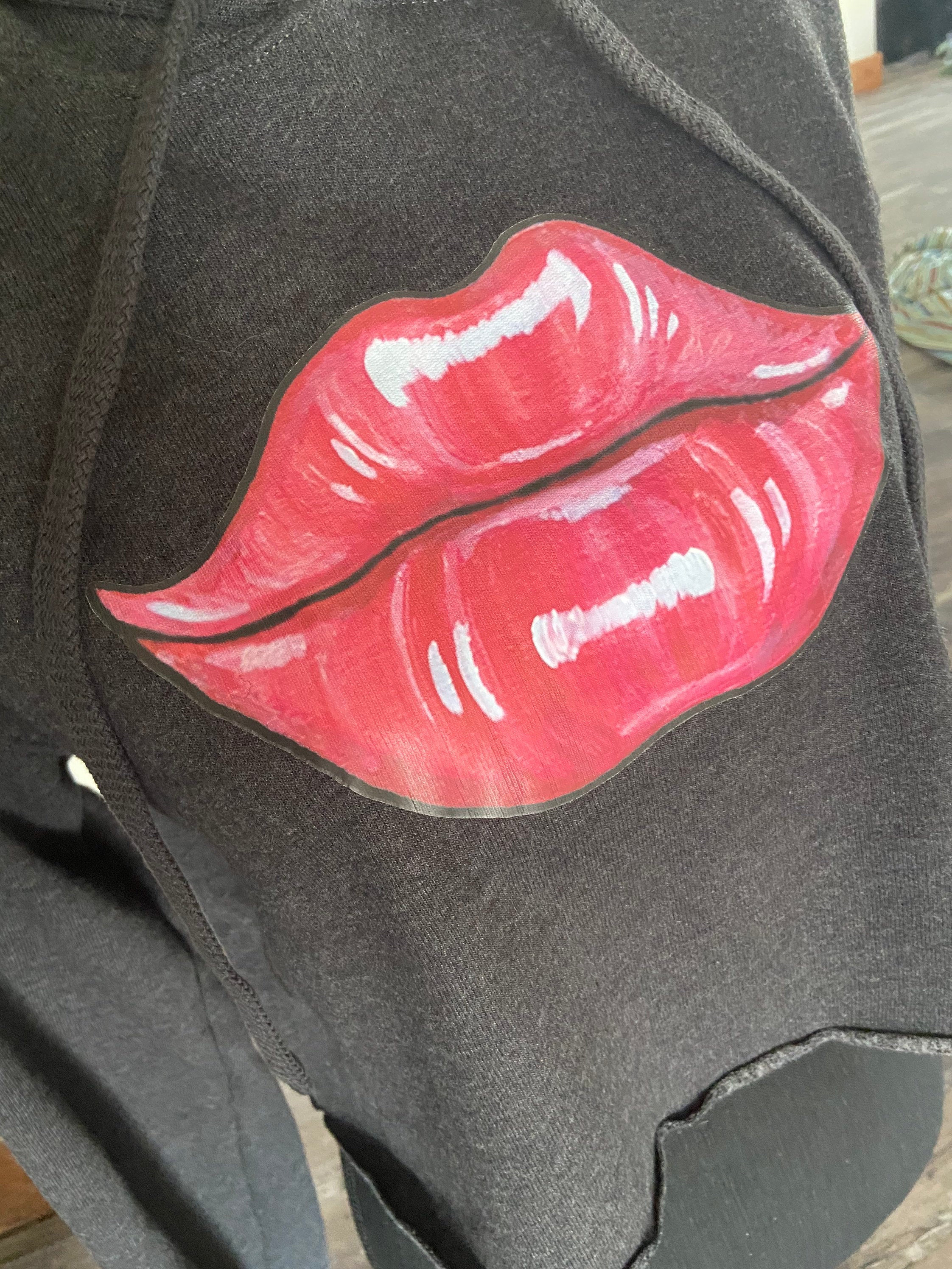 Pink Lips Cropped Hoodie