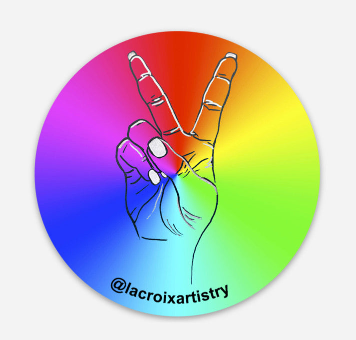 Peace Rainbow LaCroix Artistry round sticker
