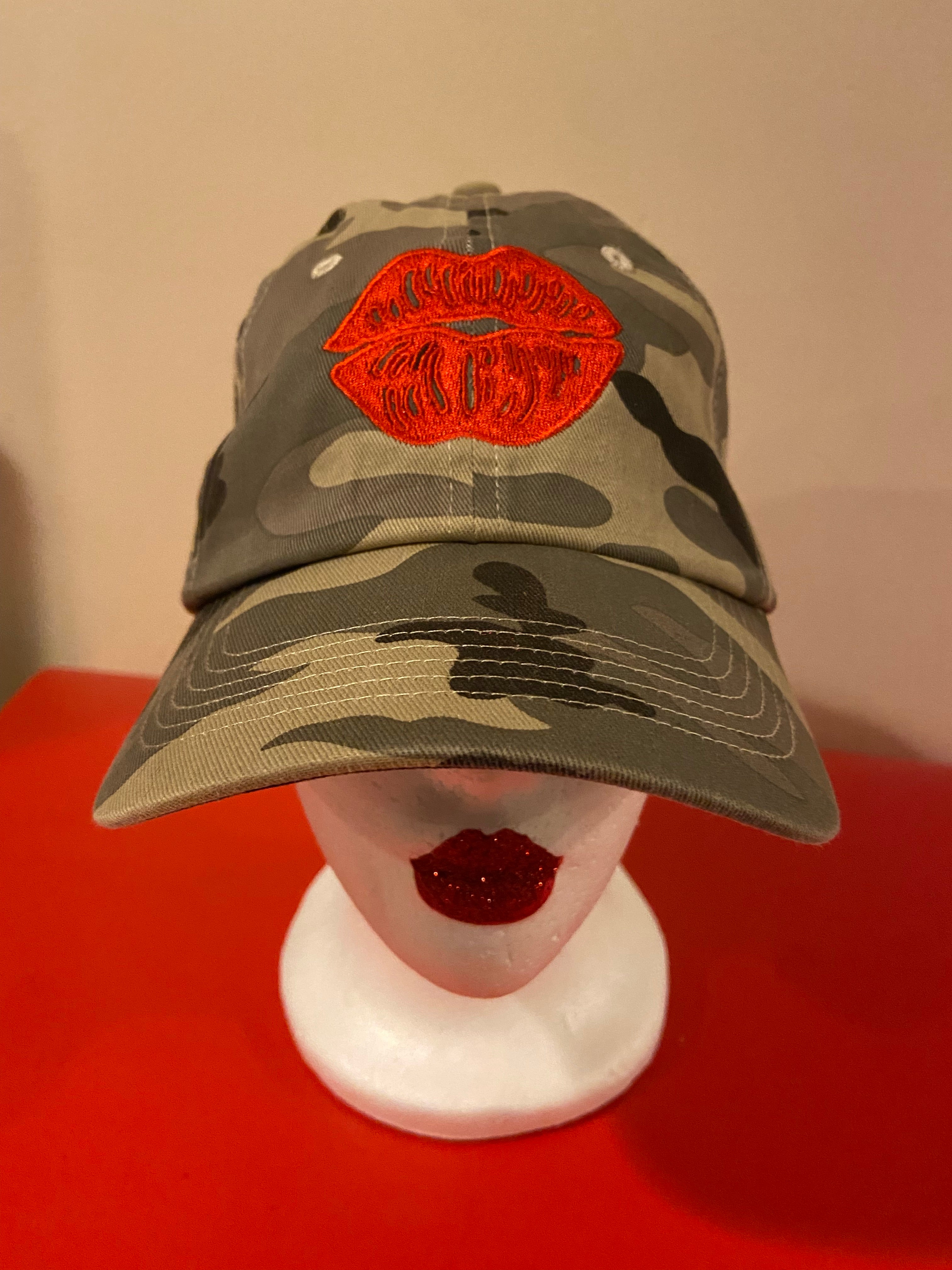 Red Lips Embroidered Hat