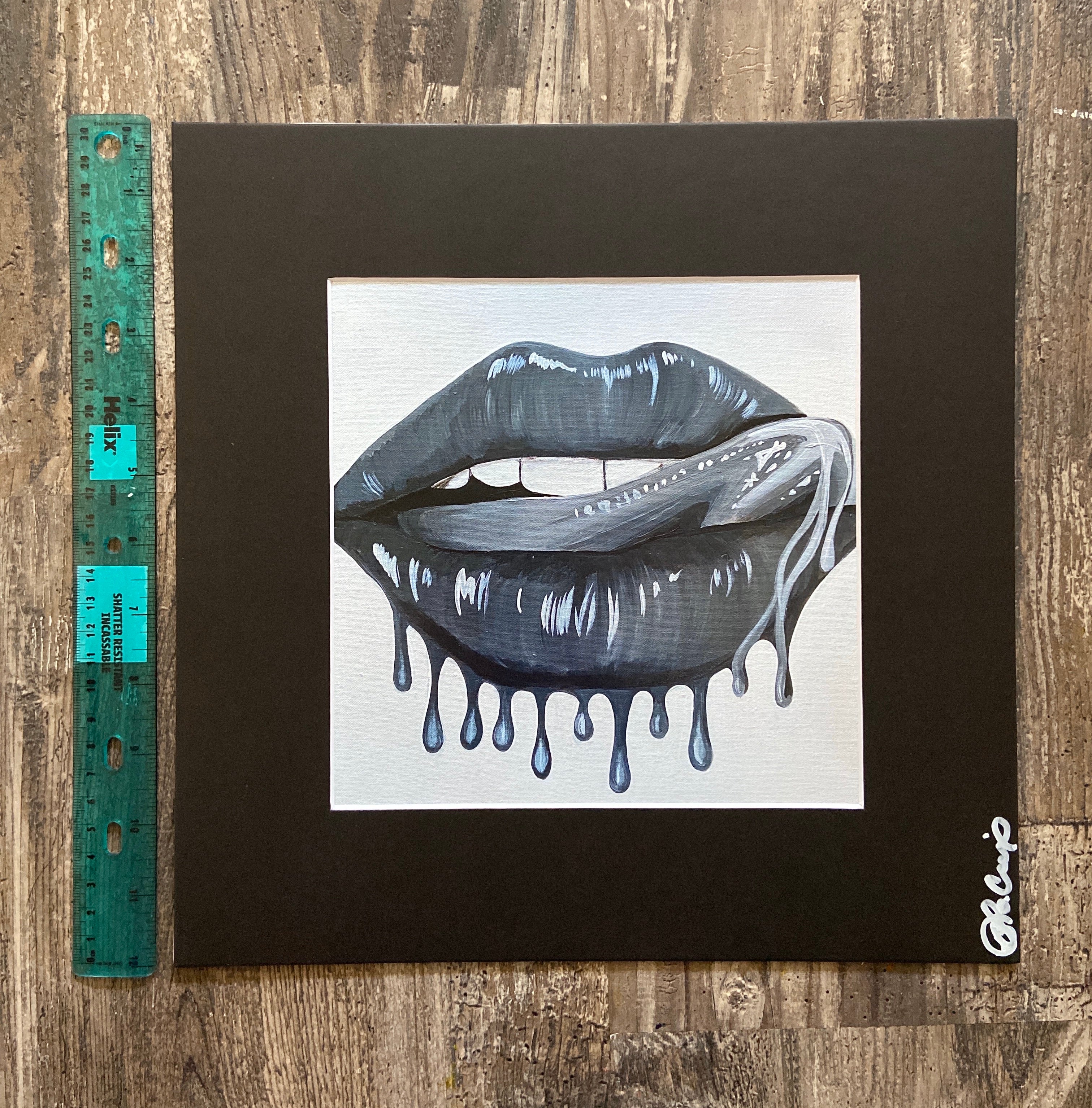 Licking Drip Lip Print black and white LaCroix Artistry