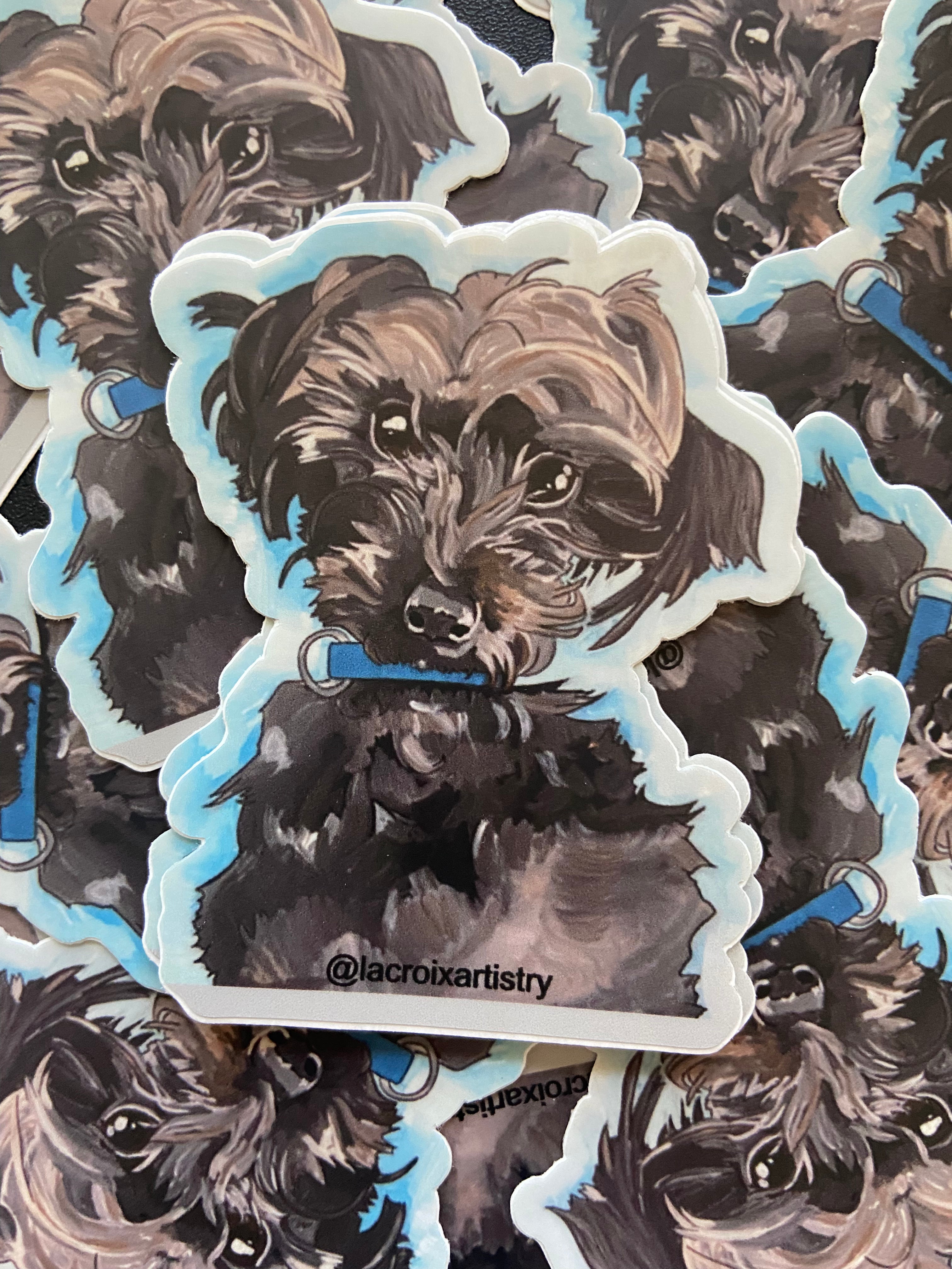 Yorkie Poo Pet Portrait 3” die cut vinyl sticker
