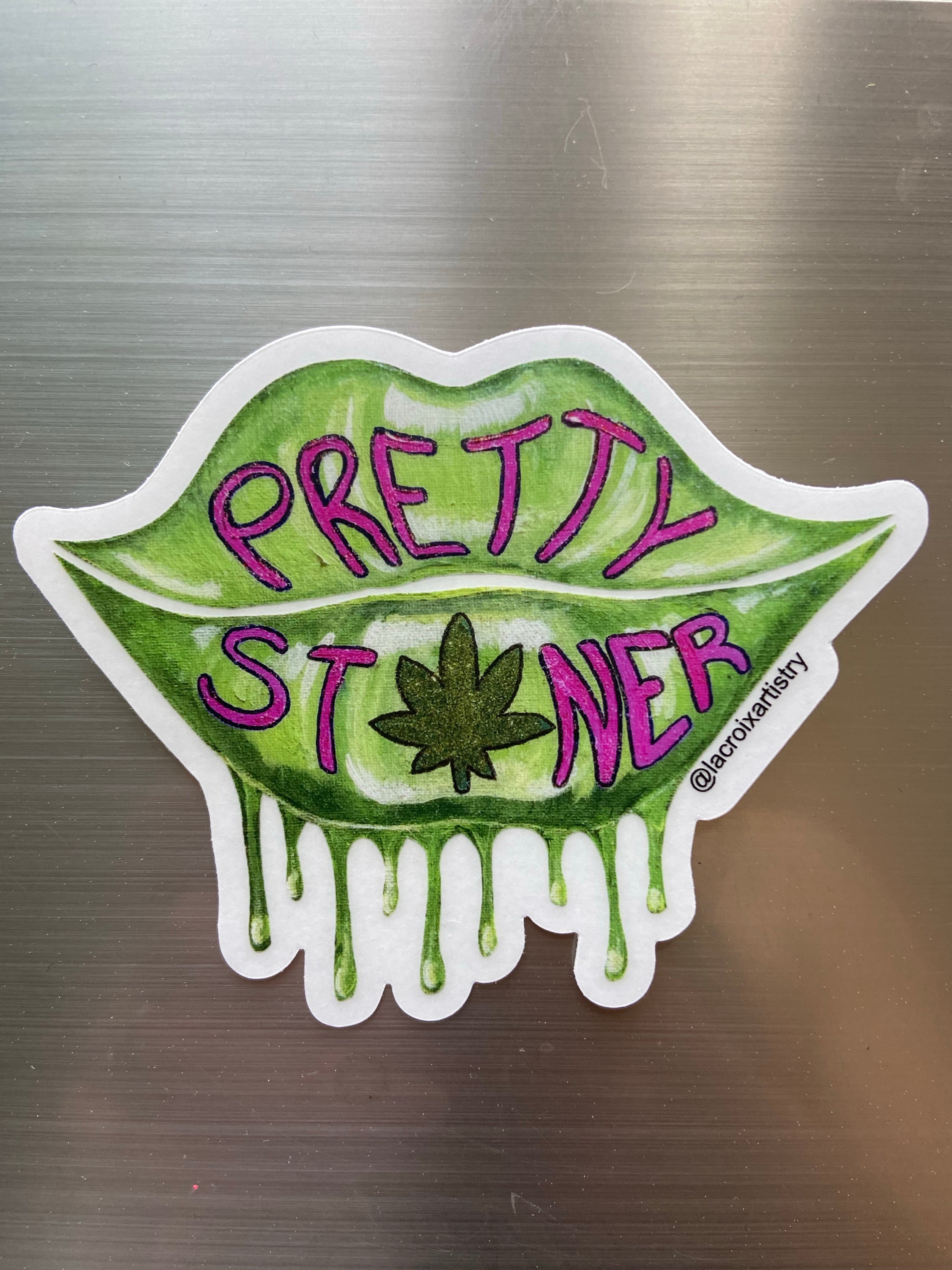 pothead stickers Clear 4” Pretty Stoner vinyl sticker – LaCroix Artistry