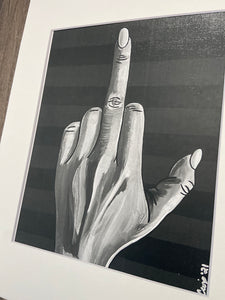 Fuck You Hand sign portrait black and white LaCroix Artistry Print