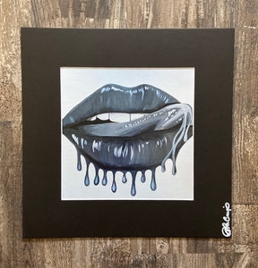Licking Drip Lip Print black and white LaCroix Artistry