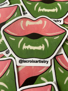 Pink and green lips sticker LaCroix Artistry