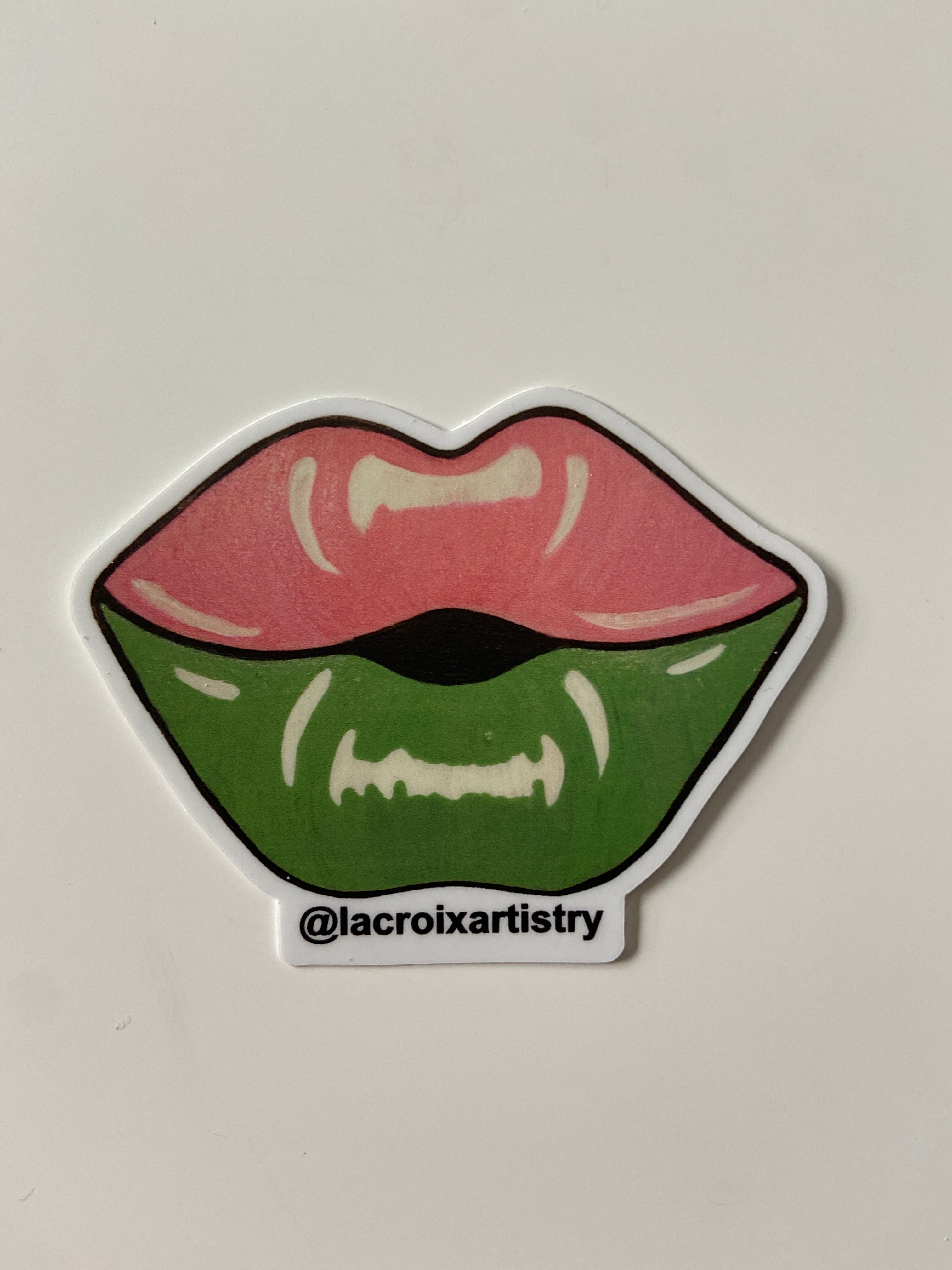 Pink and green lips sticker LaCroix Artistry