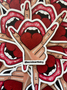 Eat Your Heart Out Fangs Vinyl Sticker