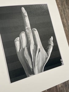 Fuck You Hand sign portrait black and white LaCroix Artistry Print