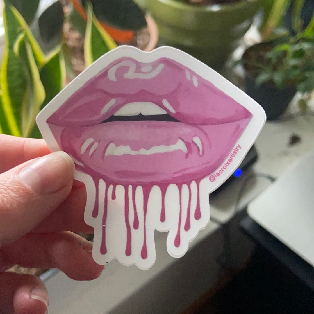 Pink Drip Lip 3” vinyl sticker