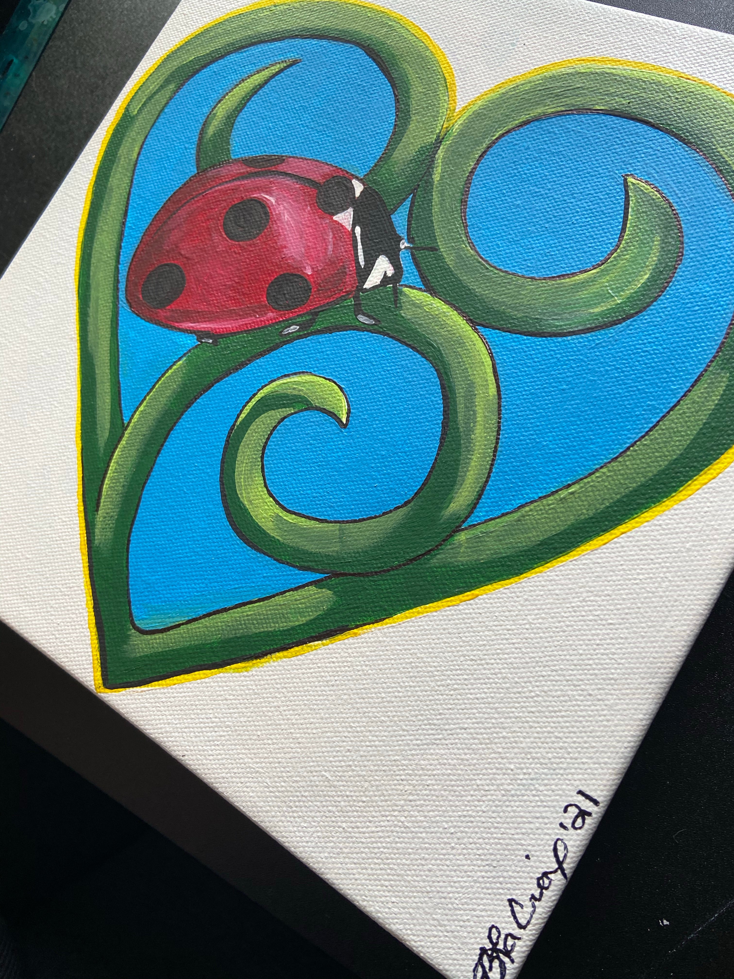 Ladybug Heart acrylic LaCroix Artistry painting