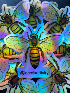 Holographic Bee Sticker LaCroix Artistry