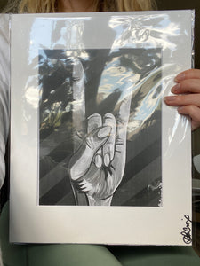 Let’s Rock Hand sign black and white LaCroix Artistry print
