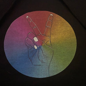 Rainbow Peace sign black cropped hoodie